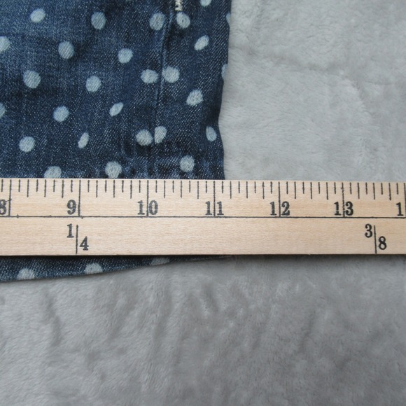 Miss Me Shorts Womens 31 Blue Polka Dot Denim Cuffed Whisker Fade Jean $89 NEW - Picture 7 of 11